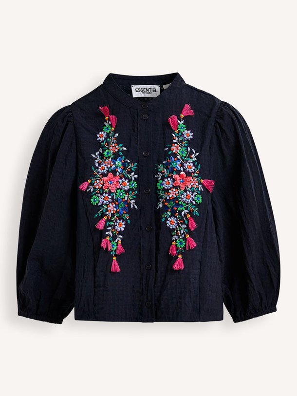 Ontdek de Heartfelt viscosemix blouse met pailletten van Essentiel Antwerp in de kleur donkerblauw bij Orangebag. Op werkdagen voor 21:45 besteld, morgen in huis.
