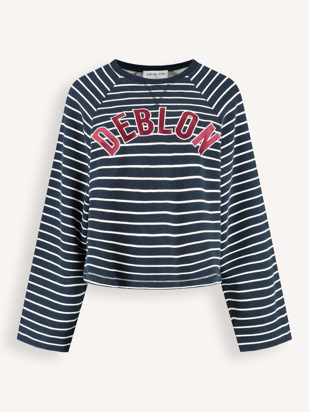 Ontdek de Dana katoen gestreepte sweater van Deblon in de kleur Donkerblauw bij Orangebag. Op werkdagen voor 21:45 besteld, morgen in huis.