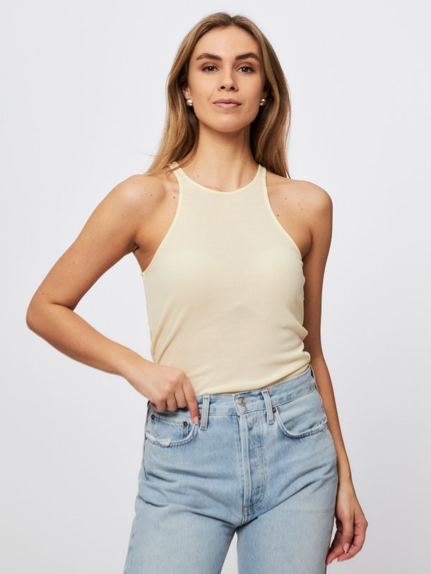 Ontdek de Lyocell rib tanktop van Les Coyotes de Paris in de kleur lichtgeel bij Orangebag. Op werkdagen voor 21:45 besteld, morgen in huis.