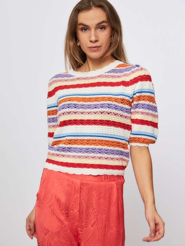 Ontdek de Panaca katoenen opengewerkte top met dessin van Suncoo in de kleur ecru bij Orangebag. Op werkdagen voor 21:45 besteld, morgen in huis.