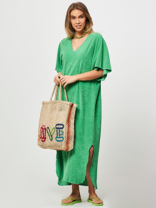 Ontdek de Kaftan katoenen badstof maxi jurk van Speezys in de kleur groen bij Orangebag. Op werkdagen voor 21:45 besteld, morgen in huis.