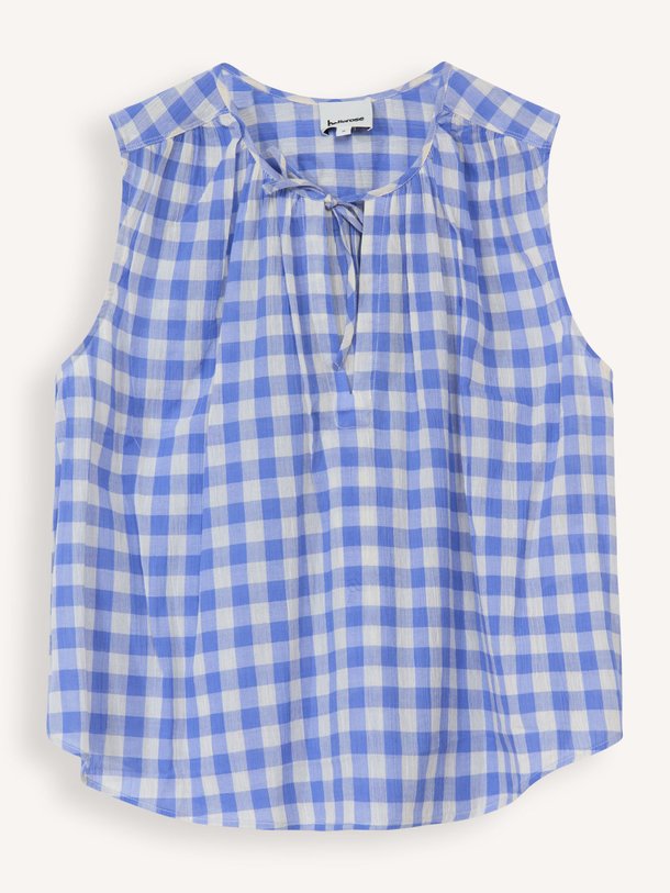 Ontdek de Halison katoenen top met geruit dessin van Bellerose in de kleur blauw bij Orangebag. Op werkdagen voor 21:45 besteld, morgen in huis.