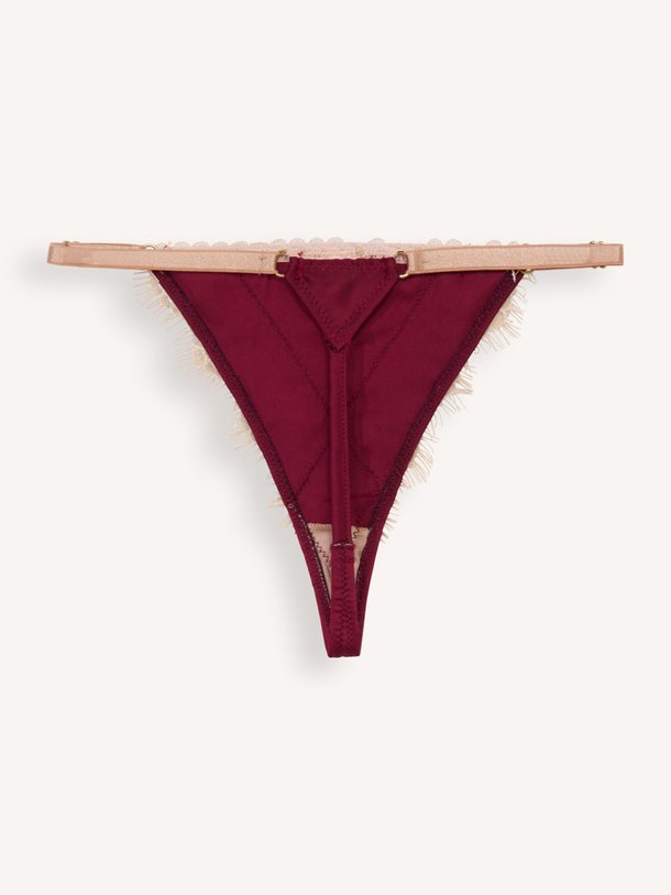 Ontdek de Luna zijdemix tanga met kant van Noblesse Oblige in de kleur bordeauxrood bij Orangebag. Op werkdagen voor 21:45 besteld, morgen in huis.