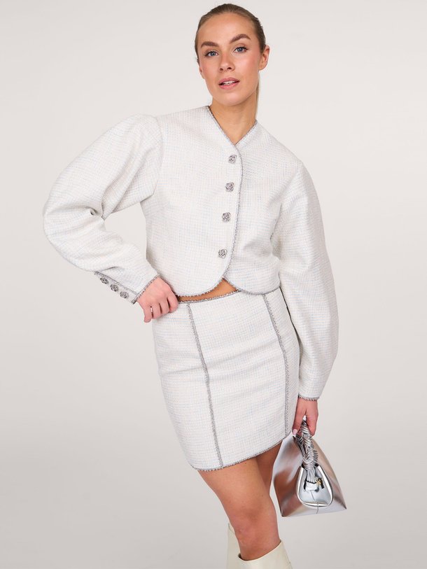 Ontdek de Geweven bouclé rok van Rotate Birger Christensen in de kleur lichtblauw bij Orangebag. Op werkdagen voor 21:45 besteld, morgen in huis.