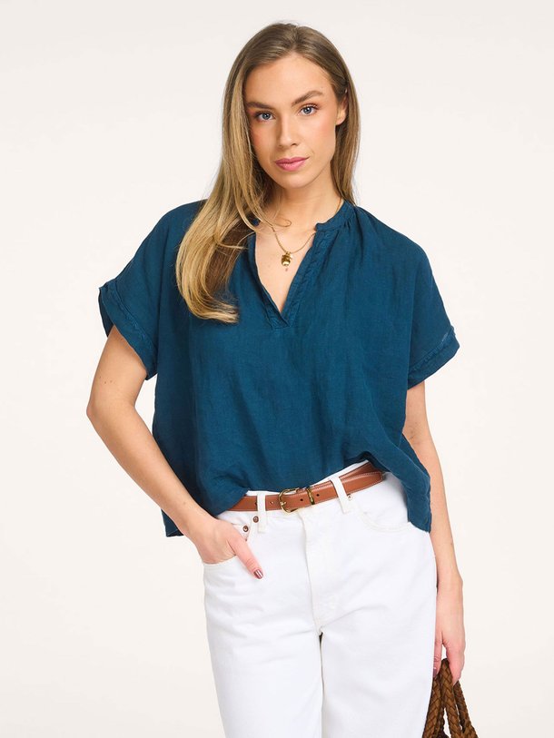 Ontdek de Flacon linnen blouse van La Fee Maraboutee in de kleur Donkerblauw bij Orangebag. Op werkdagen voor 21:45 besteld, morgen in huis.