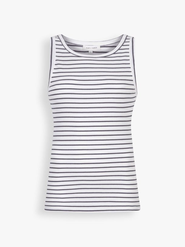Club L`Avenir Lotus - Organic Cotton Gestreepte Rib Tanktop - Wit Ontdek de Lotus organic cotton gestreepte rib tanktop van Club L`avenir in de kleur wit bij Orangebag. Op werkdagen voor 21:45 besteld, morgen in huis.