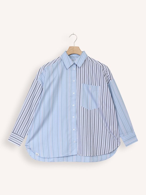 Ontdek de Yarpo katoenen blouse met gestreept dessin van Mads Norgaard in de kleur lichtblauw bij Orangebag. Op werkdagen voor 21:45 besteld, morgen in huis.