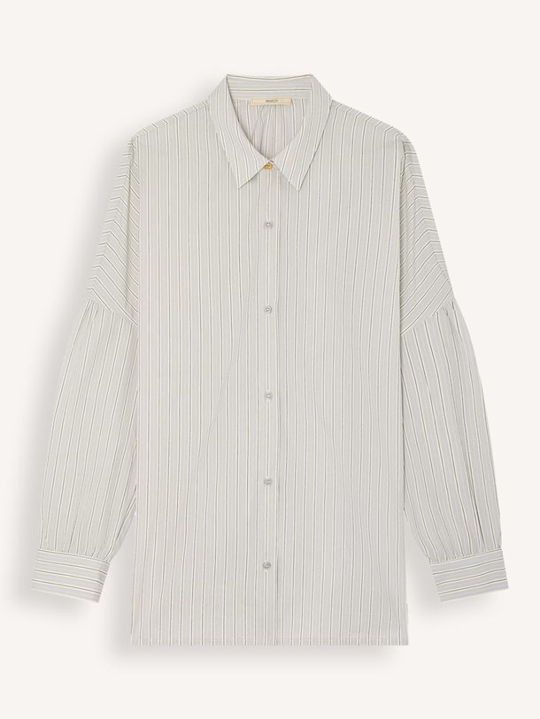 Ontdek de Rohmer katoenmix gestreepte blouse van Sessun in de kleur lichtgrijs bij Orangebag. Op werkdagen voor 21:45 besteld, morgen in huis.