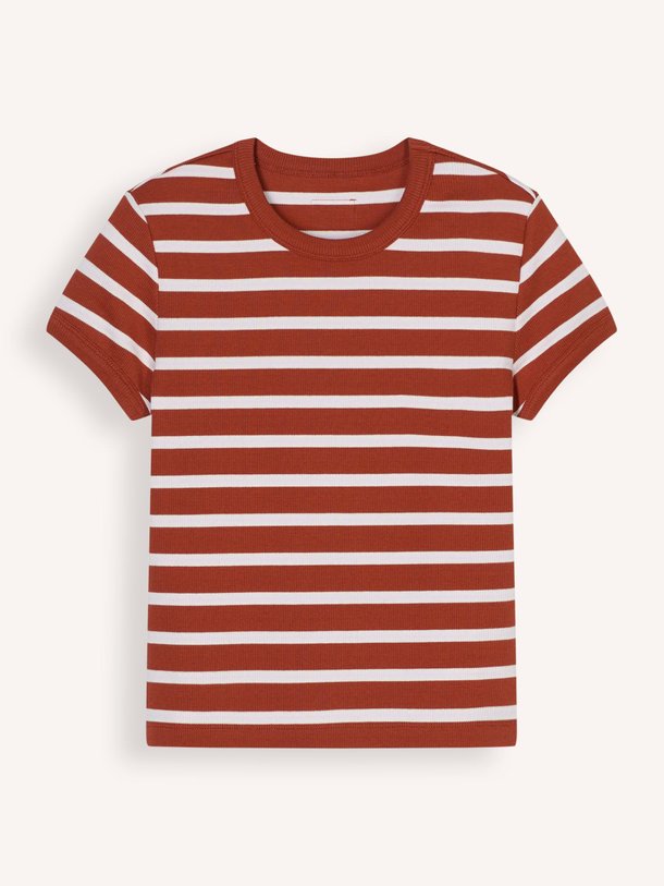 Ontdek de Katoenmix gestreept rib T-shirt van Closed in de kleur Steenrood bij Orangebag. Op werkdagen voor 21:45 besteld, morgen in huis.