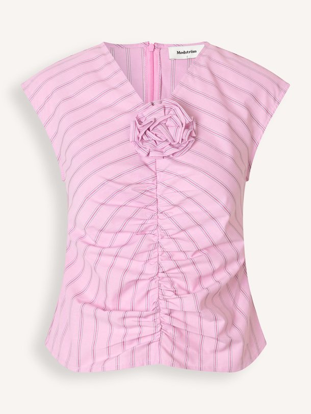Ontdek de Starlee katoenmix gestreepte top van Modstrom in de kleur Roze bij Orangebag. Op werkdagen voor 21:45 besteld, morgen in huis.