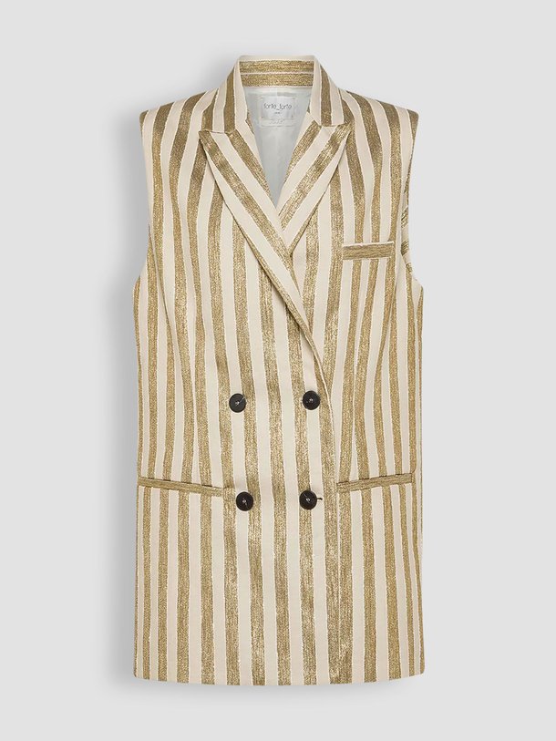 Ontdek de Viscosemix gilet met gestreept dessin van forte_forte in de kleur lichtgeel bij Orangebag. Op werkdagen voor 21:45 besteld, morgen in huis.
