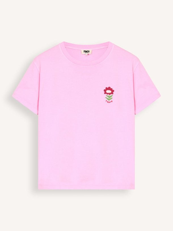 Ontdek de Nymphaea organic cotton T-shirt met print van Frnch in de kleur Roze bij Orangebag. Op werkdagen voor 21:45 besteld, morgen in huis.