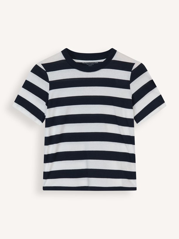 Majestic Filatures M456 Organic Cotton Gestreept T-Shirt - Donkerblauw Ontdek de M456 Organic cotton gestreept T-shirt van Majestic Filatures in de kleur donkerblauw bij Orangebag. Op werkdagen voor 21:45 besteld, morgen in huis.