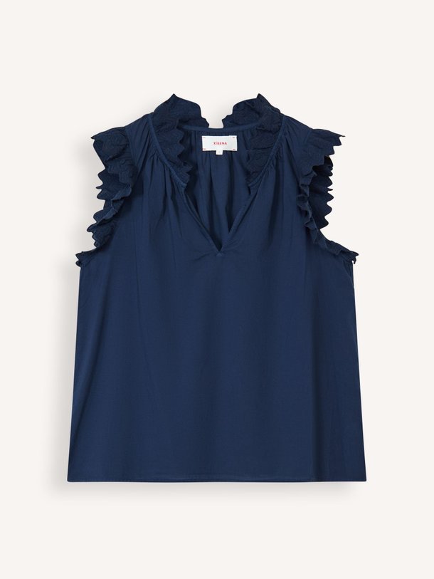 Ontdek de Bexie katoenen top van Xirena in de kleur Donkerblauw bij Orangebag. Op werkdagen voor 21:45 besteld, morgen in huis.