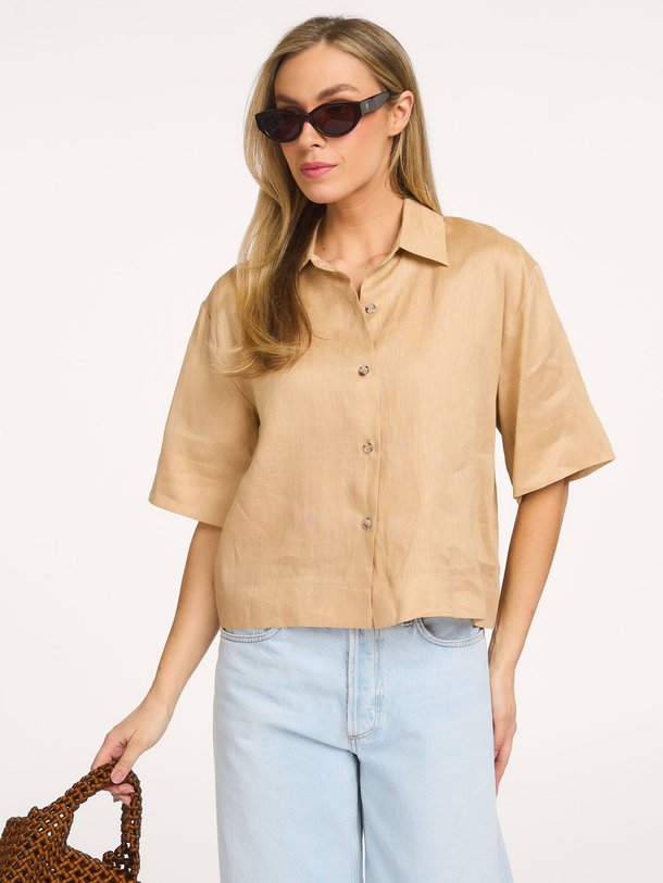 Ontdek de Linnen blouse van Greek Archaic Kori in de kleur Lichtbruin bij Orangebag. Op werkdagen voor 21:45 besteld, morgen in huis.