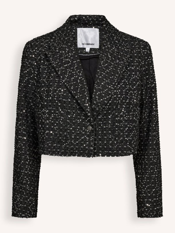 Ontdek de Sequin denim jasje met pailletten van Co'Couture in de kleur zwart bij Orangebag. Op werkdagen voor 21:45 besteld, morgen in huis.