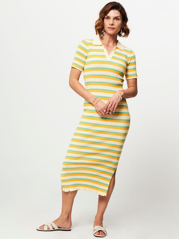 Ontdek de Doris viscosemix gestreepte rib jurk van Modstrom in de kleur geel bij Orangebag. Op werkdagen voor 21:45 besteld, morgen in huis.