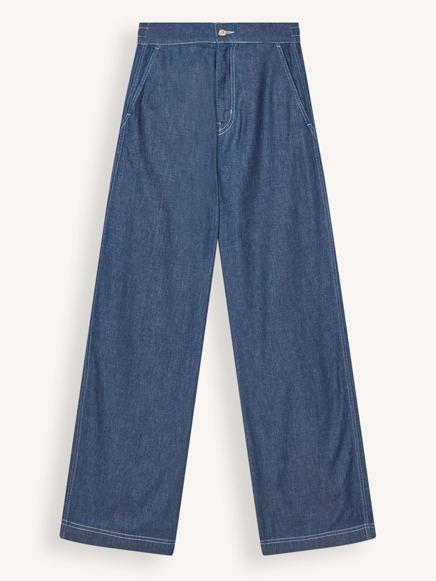 Ontdek de Sotem organic cottonmix broek van Mads Norgaard in de kleur donkerblauw bij Orangebag. Op werkdagen voor 21:45 besteld, morgen in huis.