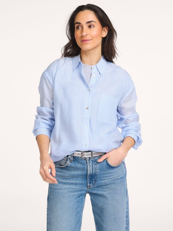 Ontdek de Lyocellmix gestreepte blouse van No Man's Land in de kleur Blauw bij Orangebag. Op werkdagen voor 21:45 besteld, morgen in huis.