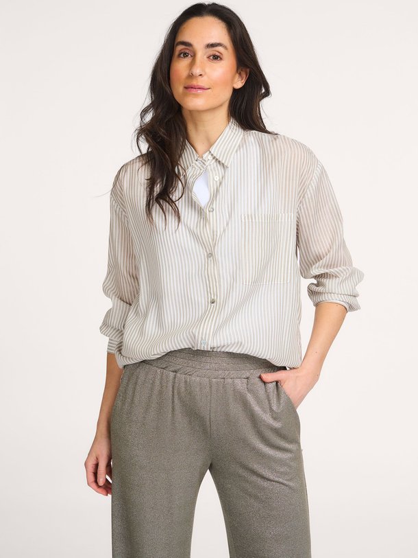 Ontdek de Lyocellmix gestreepte blouse van No Man's Land in de kleur Grijsgroen bij Orangebag. Op werkdagen voor 21:45 besteld, morgen in huis.