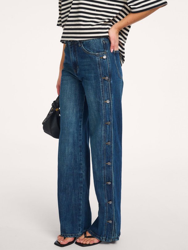 Ontdek de Denize high waist loose fit non-stretch jeans van Haute L'Amitié in de kleur Donkerblauw bij Orangebag. Op werkdagen voor 21:45 besteld, morgen in huis.