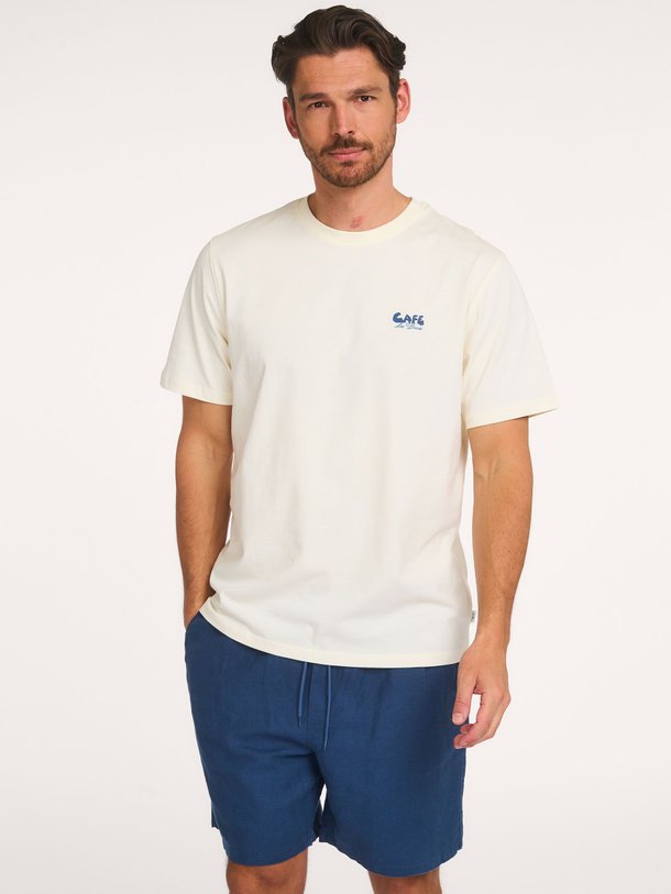 Ontdek de Organic cotton T-shirt met print van Les Deux in de kleur Crème bij Orangebag. Op werkdagen voor 21:45 besteld, morgen in huis.