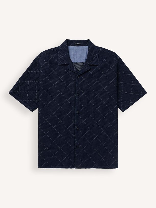 Ontdek de Katoenen overhemd met dessin van Denham in de kleur donkerblauw bij Orangebag. Op werkdagen voor 21:45 besteld, morgen in huis.