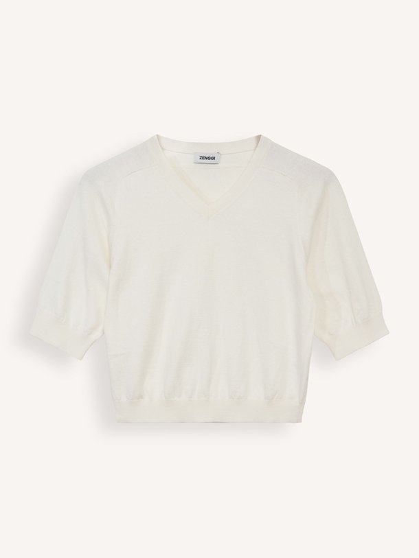 Ontdek de Organic cotton/cashmeremix top van Zenggi in de kleur off-white bij Orangebag. Op werkdagen voor 21:45 besteld, morgen in huis.