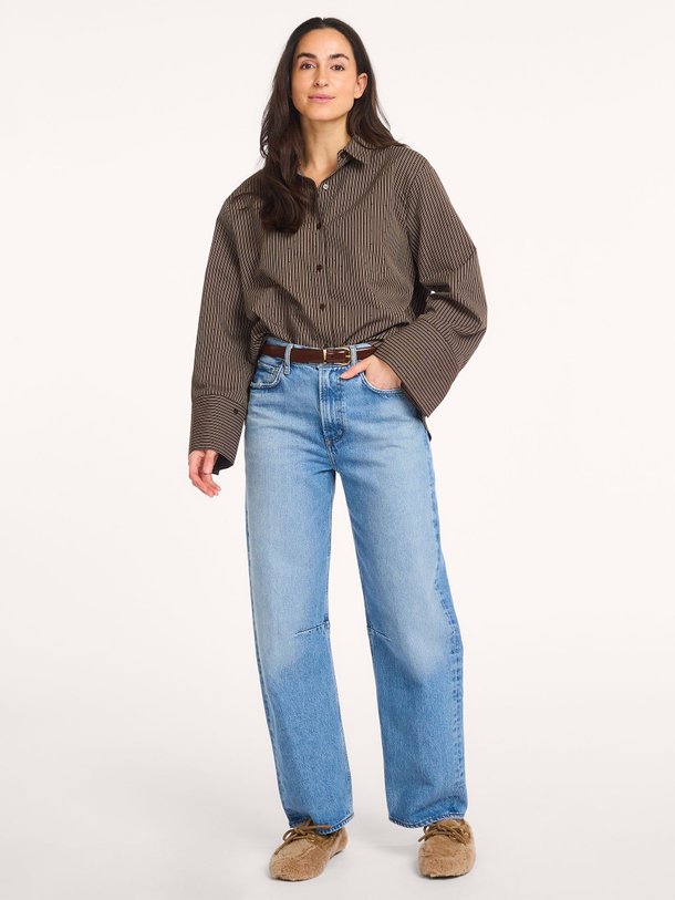 Ontdek de Dita katoenmix gestreepte blouse met strass van Neo Noir in de kleur Bruin bij Orangebag. Op werkdagen voor 21:45 besteld, morgen in huis.