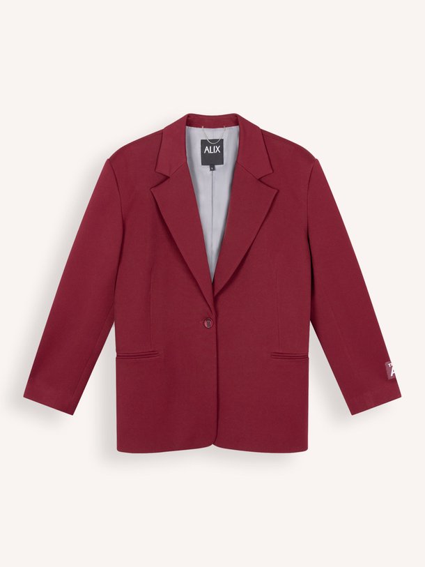 Ontdek de Viscosemix oversized blazer van Alix The Label in de kleur Bordeauxrood bij Orangebag. Op werkdagen voor 21:45 besteld, morgen in huis.