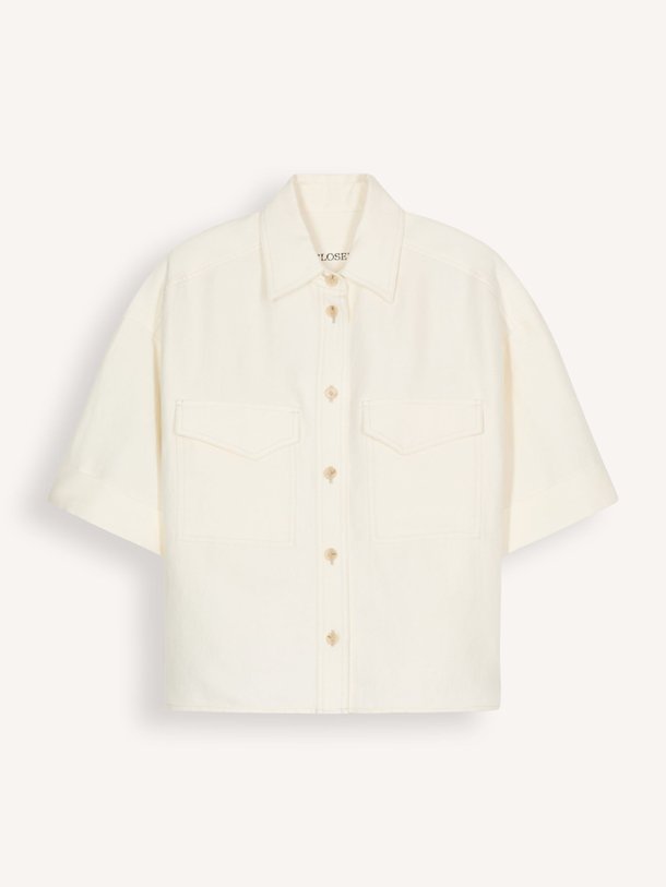 Ontdek de Utility linnen/viscosemix blouse van Closed in de kleur Off-white bij Orangebag. Op werkdagen voor 21:45 besteld, morgen in huis.