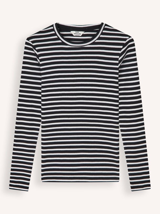 Ontdek de Tuba organic cotton gestreepte longsleeve van Mads Norgaard in de kleur zwart bij Orangebag. Op werkdagen voor 21:45 besteld, morgen in huis.