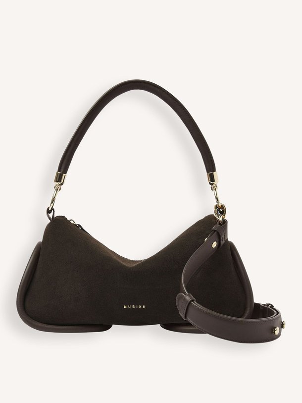 Ontdek de Bibi suède schouder-/handtas van Nubikk in de kleur Donkerbruin bij Orangebag. Op werkdagen voor 21:45 besteld, morgen in huis.
