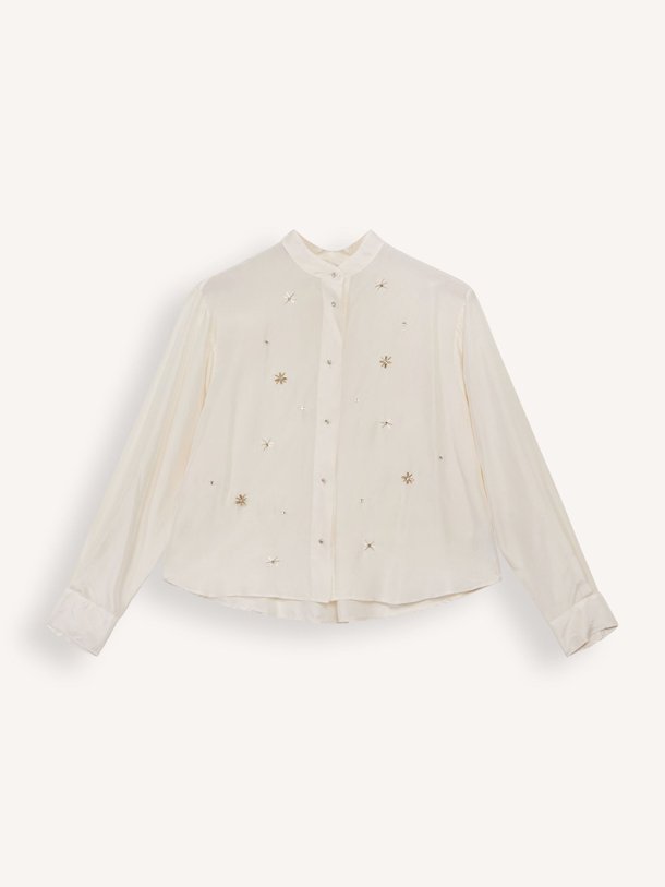 Ontdek de Zijden blouse met applicaties van forte_forte in de kleur off-white bij Orangebag. Op werkdagen voor 21:45 besteld, morgen in huis.