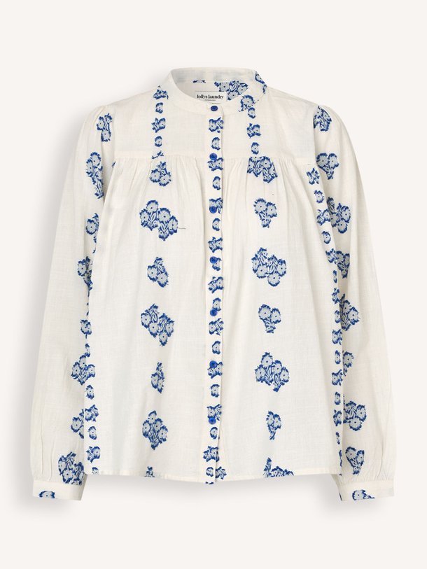 Ontdek de Nicky katoenen blouse met borduursel van Lollys Laundry in de kleur Crème bij Orangebag. Op werkdagen voor 21:45 besteld, morgen in huis.