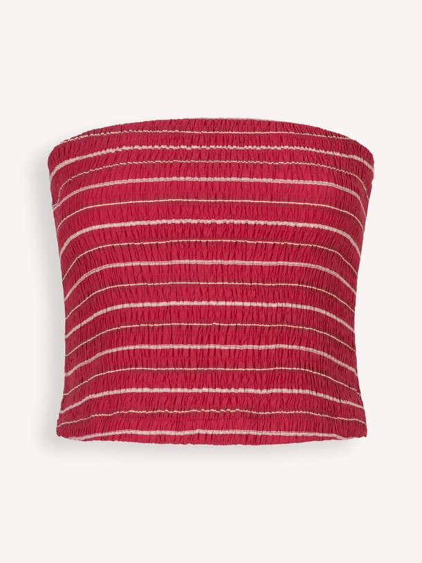 Ontdek de Bliss viscosemix gestreepte strapless top van Dante 6 in de kleur Rood bij Orangebag. Op werkdagen voor 21:45 besteld, morgen in huis.