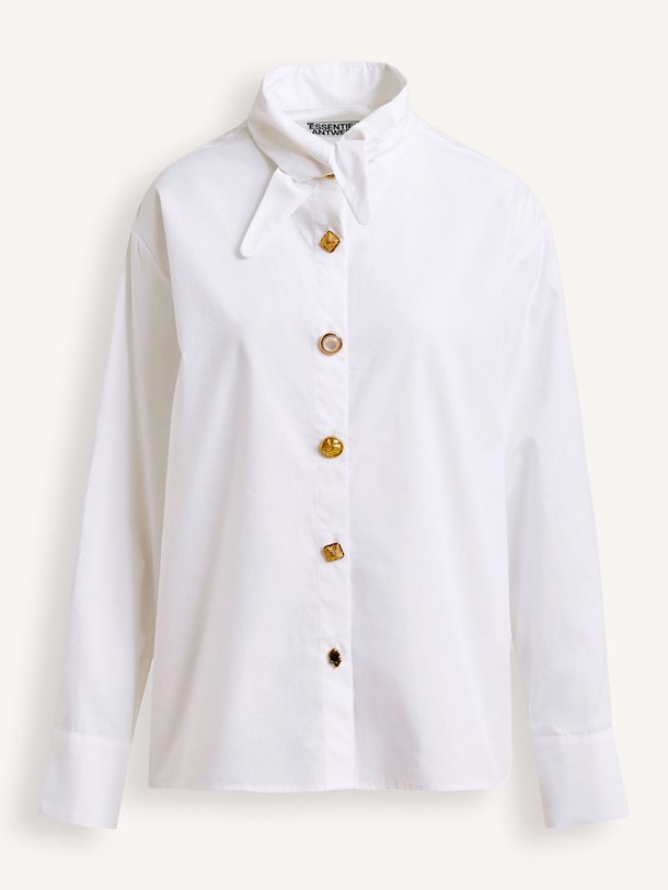 Ontdek de Jomato katoenen blouse van Essentiel Antwerp in de kleur Wit bij Orangebag. Op werkdagen voor 21:45 besteld, morgen in huis.