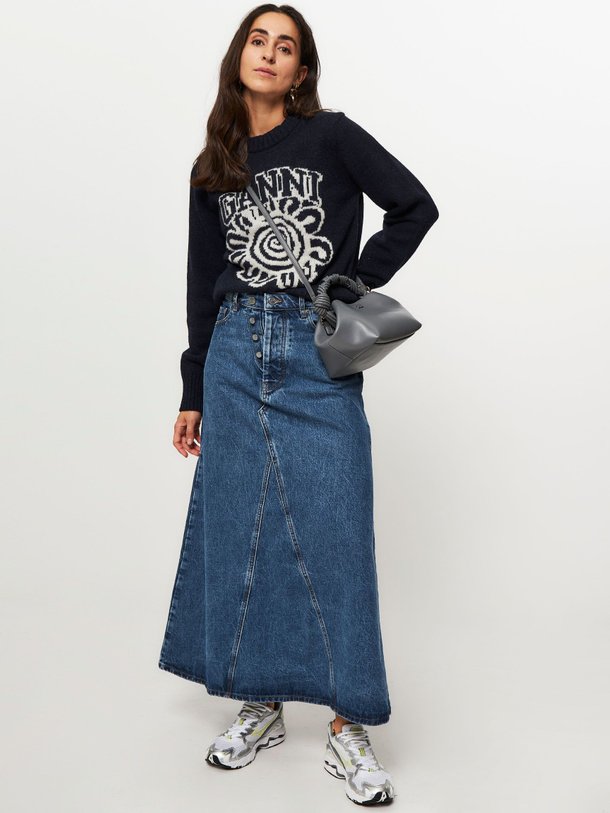 Ontdek de Organic cotton A-lijn rok van Ganni in de kleur blauw bij Orangebag. Op werkdagen voor 21:45 besteld, morgen in huis.