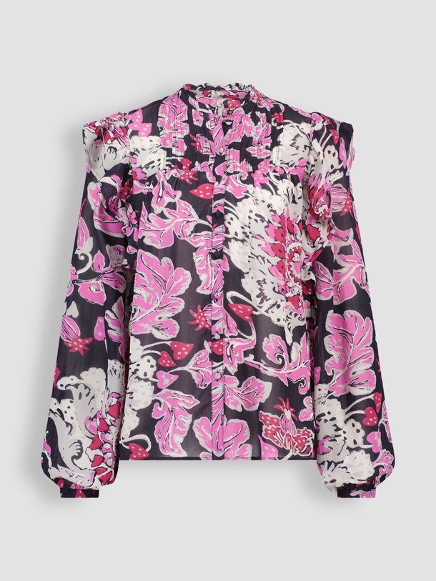 Ontdek de Bibi viscose blouse met print van Fabienne Chapot in de kleur roze bij Orangebag. Op werkdagen voor 21:45 besteld, morgen in huis.