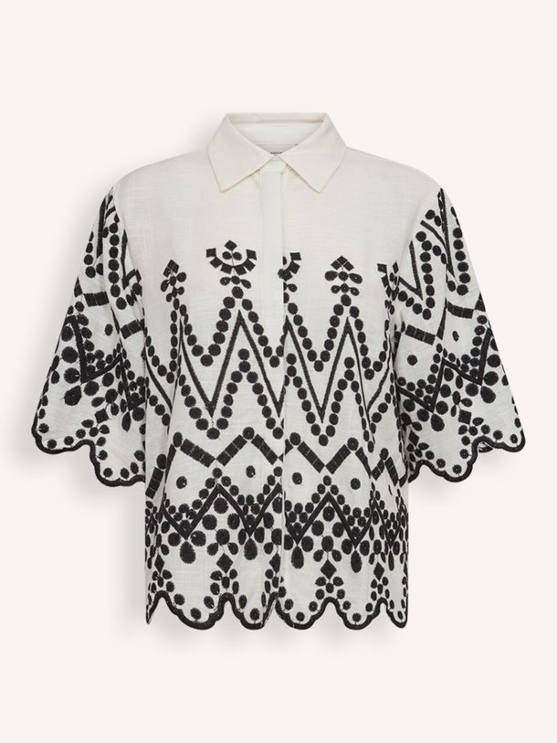 Ontdek de Embroidery viscose/linnenmix blouse van Copenhagen Muse in de kleur off-white bij Orangebag. Op werkdagen voor 21:45 besteld, morgen in huis.