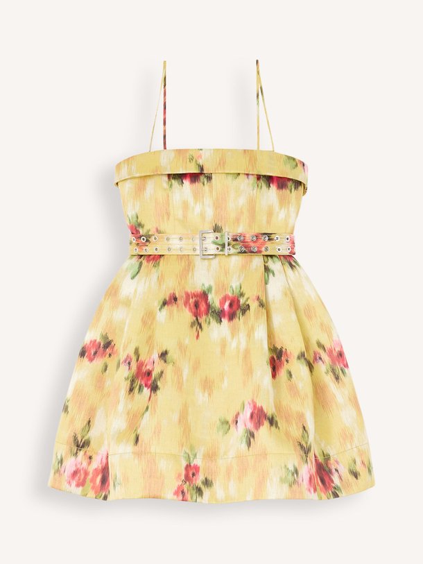 Ontdek de Geweven satijnen jurk met print van Ganni in de kleur Geel bij Orangebag. Op werkdagen voor 21:45 besteld, morgen in huis.