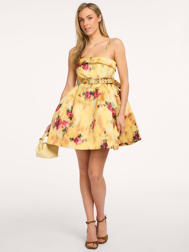 Ontdek de Geweven satijnen jurk met print van Ganni in de kleur Geel bij Orangebag. Op werkdagen voor 21:45 besteld, morgen in huis.