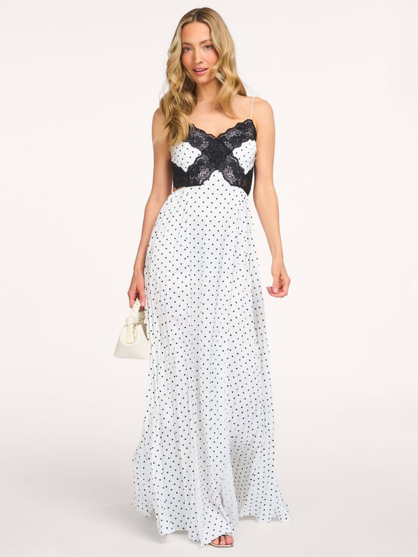 Ontdek de WHITE POLKA DOT SATIN LACE MAXI DRESS van Self Portrait bij Orangebag. Op werkdagen voor 21:45 besteld, morgen in huis.