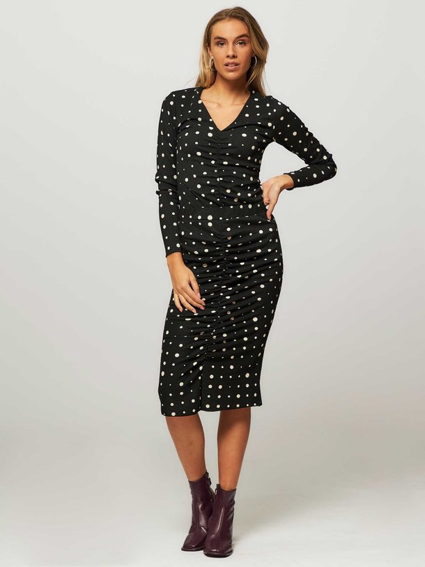 Ontdek de Simma geweven geplooide kokerrok met print van Mads Norgaard in de kleur zwart bij Orangebag. Op werkdagen voor 21:45 besteld, morgen in huis.