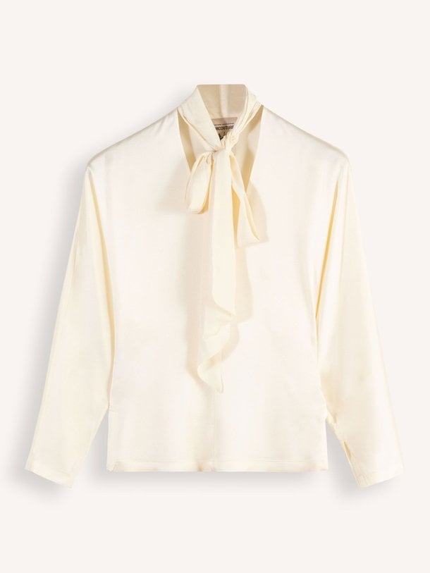 Ontdek de Viscosemix top met strik van Semicouture in de kleur crème bij Orangebag. Op werkdagen voor 21:45 besteld, morgen in huis.