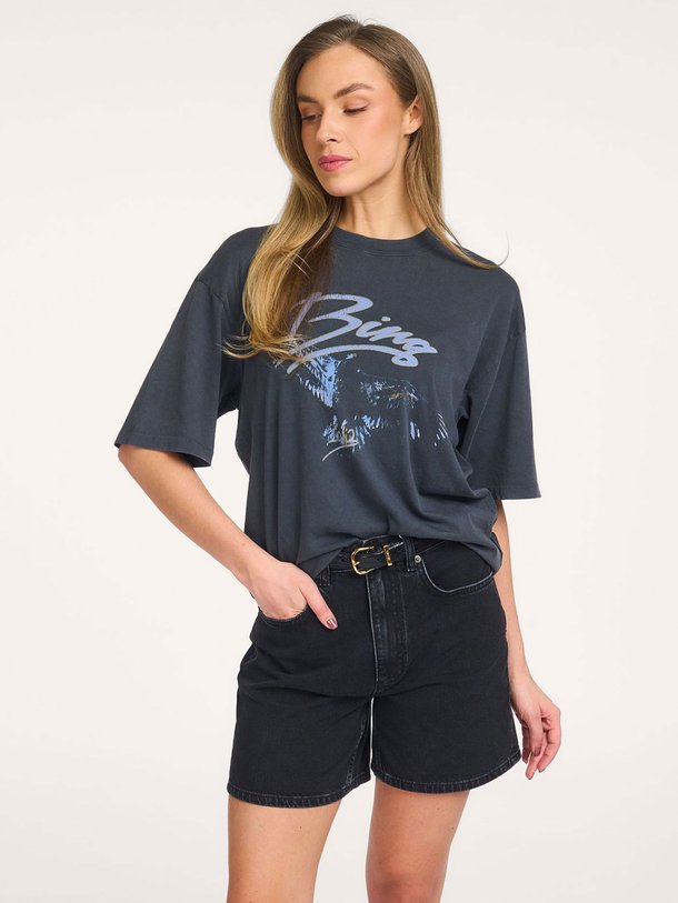 Ontdek de Kent katoenen T-shirt met print van Anine Bing in de kleur Zwart bij Orangebag. Op werkdagen voor 21:45 besteld, morgen in huis.