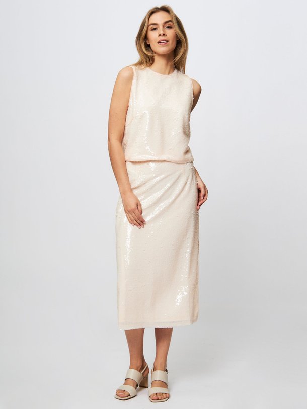 Ontdek de Agnesa geweven rok met pailetten van Frnch in de kleur poeder bij Orangebag. Op werkdagen voor 21:45 besteld, morgen in huis.