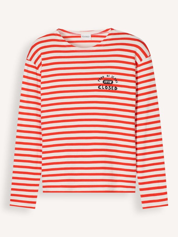 Ontdek de Katoen/modalmix gestreepte longsleeve van Closed in de kleur Koraal bij Orangebag. Op werkdagen voor 21:45 besteld, morgen in huis.