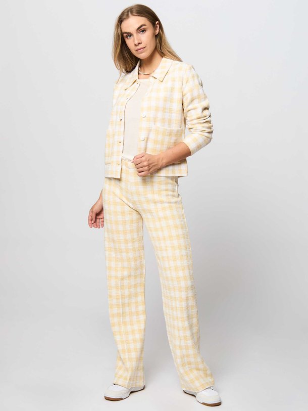 Ontdek de Pirla organic cotton bouclé broek van Mads Norgaard in de kleur lichtgeel bij Orangebag. Op werkdagen voor 21:45 besteld, morgen in huis.