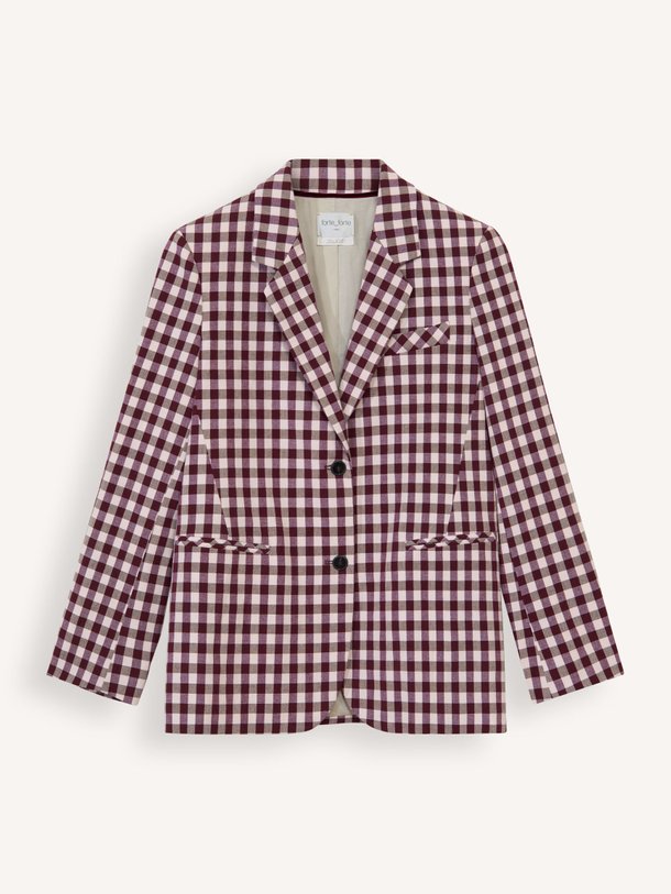 Ontdek de Katoenmix blazer met geruit dessin van forte_forte in de kleur bordeauxrood bij Orangebag. Op werkdagen voor 21:45 besteld, morgen in huis.